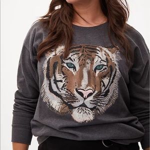Torrid Charcoal Grey Tiger Fleece Sweatshirt